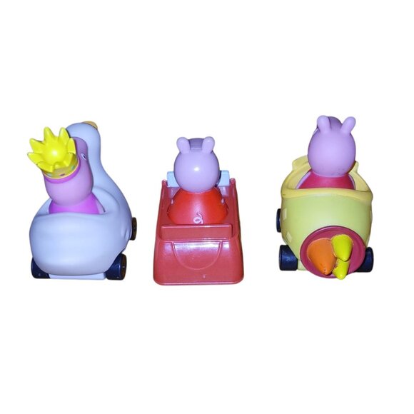 Peppa Pig Free Wheelin Cars Lot Of 3 Red Car White Swan Yellow Rocket - Picture 4 of 6